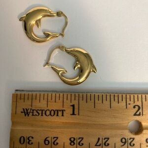 14k Gold Dolphin Hoop Earrings